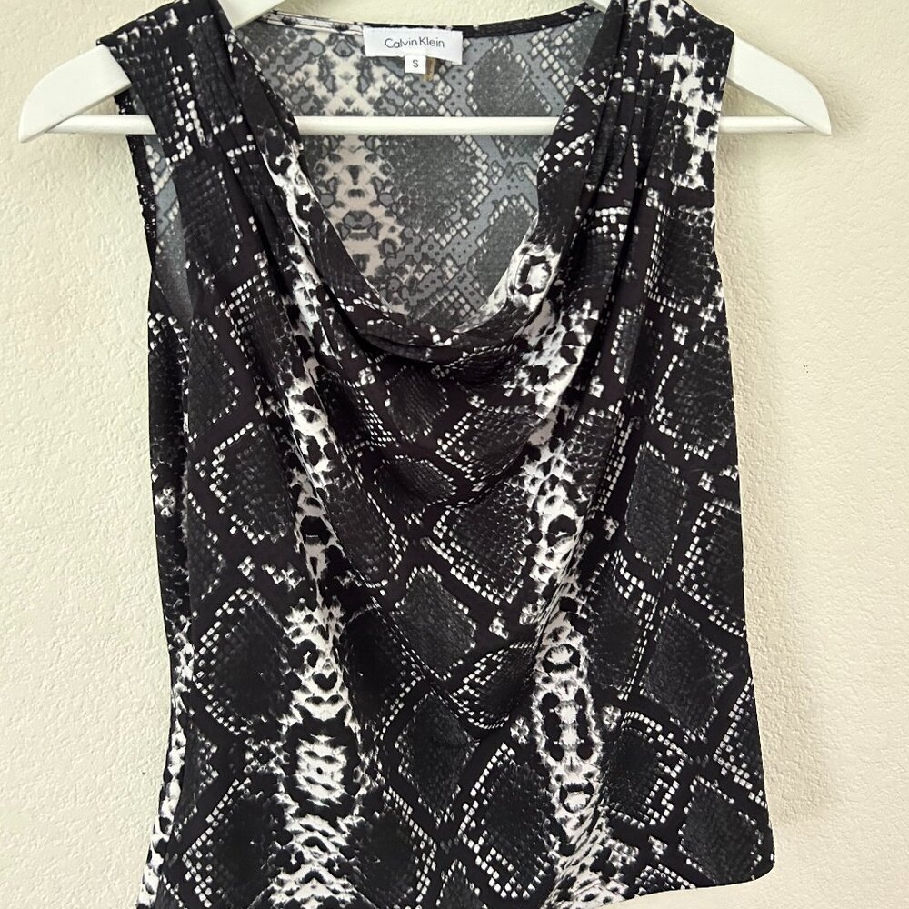 Patterned Calvin Klein Cowl Neck Blouse